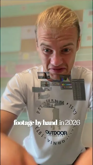 Still from the Wideframe edit about sorting footage by hand, cut against an editing timeline